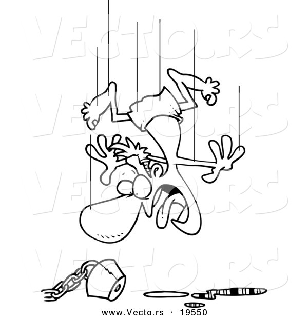 Vector of a Cartoon Man Jumping in an Empty Pool - Outlined Coloring Page