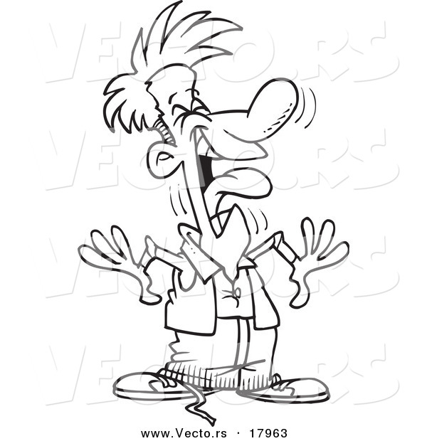 Vector of a Cartoon Man Laughing - Outlined Coloring Page