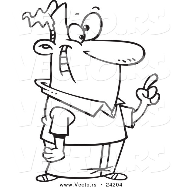 Vector of a Cartoon Man Reminding - Coloring Page Outline