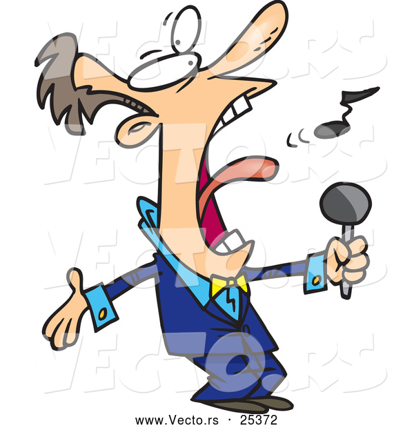 Vector of a Cartoon Man Singing Loud