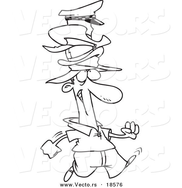Vector of a Cartoon Man Wearing Many Hats - Outlined Coloring Page