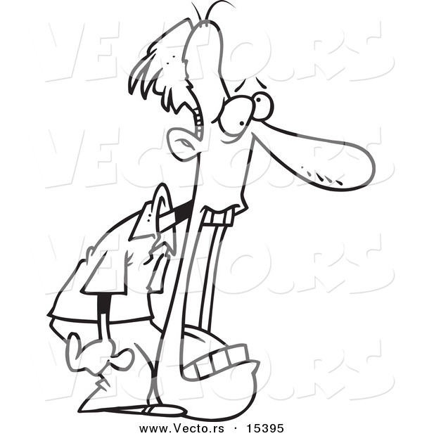 Vector of a Cartoon Man with a Dropped Jaw - Coloring Page Outline