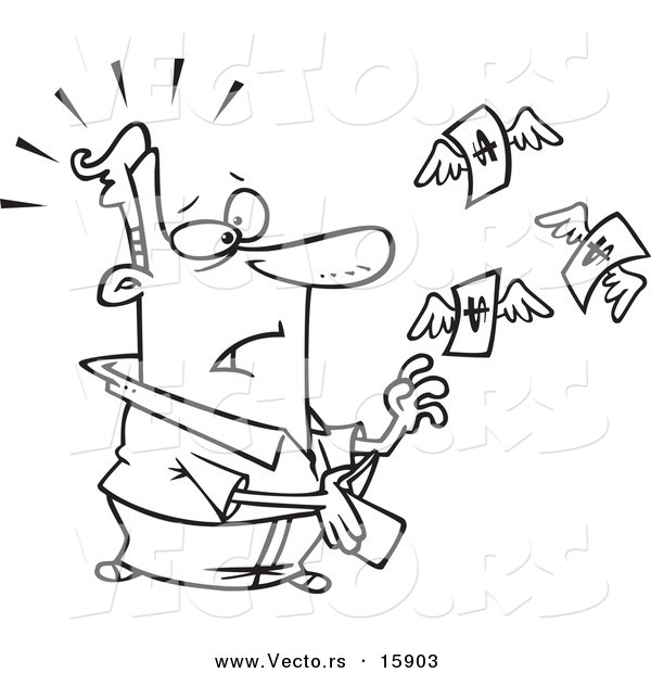 Vector of a Cartoon Man's Wallet - Outlined Coloring Page Drawing