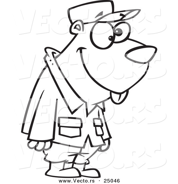 Vector of a Cartoon Military Gopher - Outlined Coloring Page