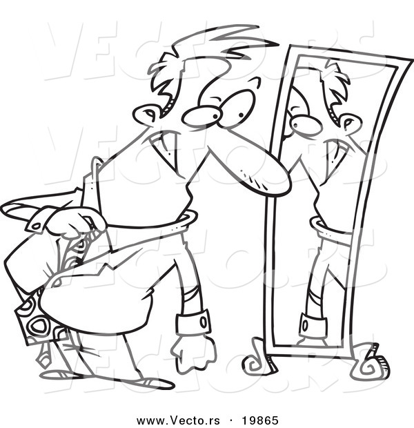 Vector of a Cartoon Mirror - Outlined Coloring Page