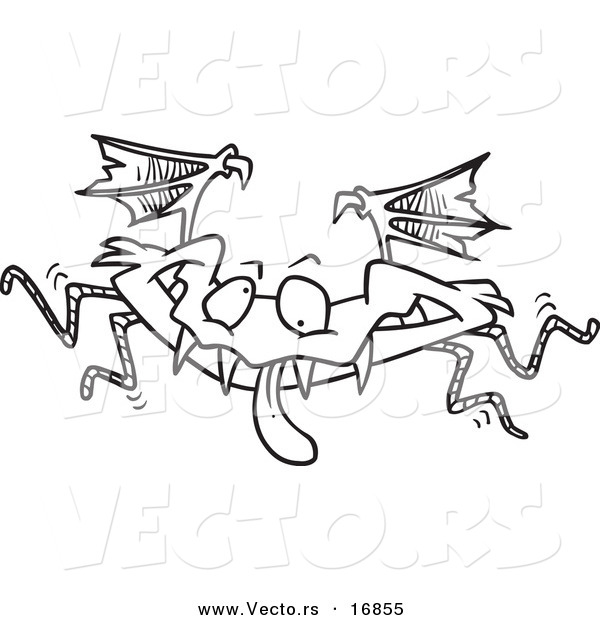 Vector of a Cartoon Monster Bat - Coloring Page Outline