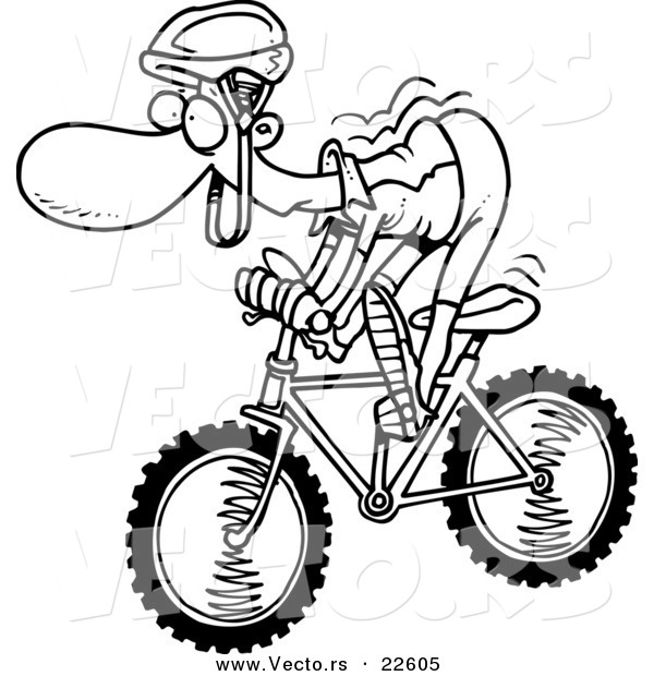 Vector of a Cartoon Mountain Biker - Coloring Page Outline