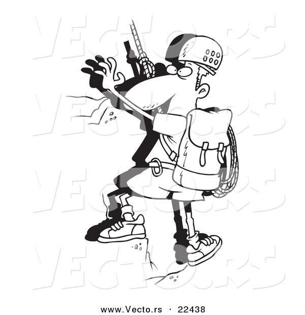 Vector of a Cartoon Mountain Climber - Coloring Page Outline