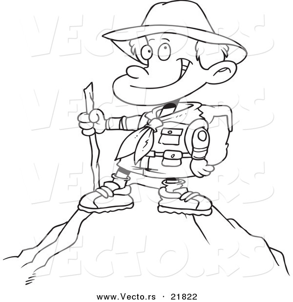 Vector of a Cartoon Mountain - Outlined Coloring Page