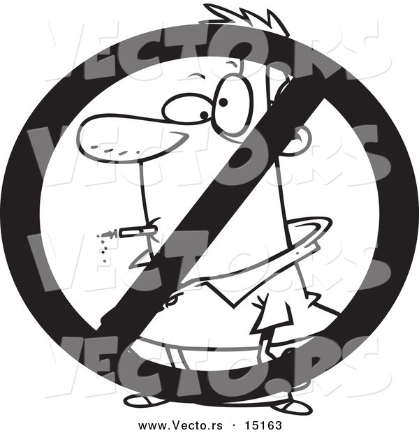 Vector of a Cartoon No Smoking Sign - Coloring Page Outline