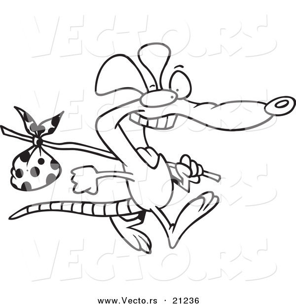 Vector of a Cartoon Pack Rat - Coloring Page Outline