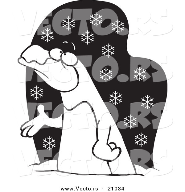 Vector of a Cartoon Penguin in the Snow - Coloring Page Outline