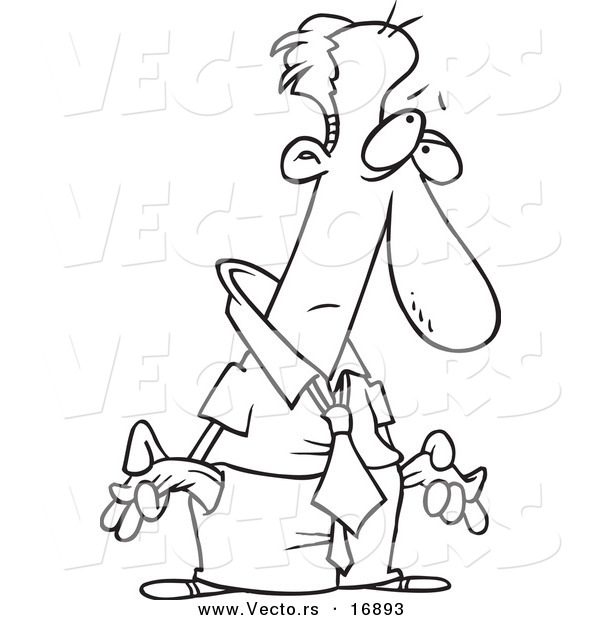 Vector of a Cartoon Penniless Businessman - Coloring Page Outline