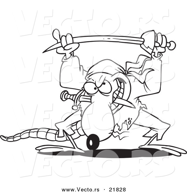 Vector of a Cartoon Pirate Rat - Outlined Coloring Page