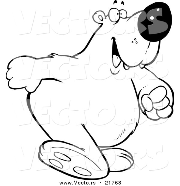 Vector of a Cartoon Polar Bear Walking Upright - Outlined Coloring Page
