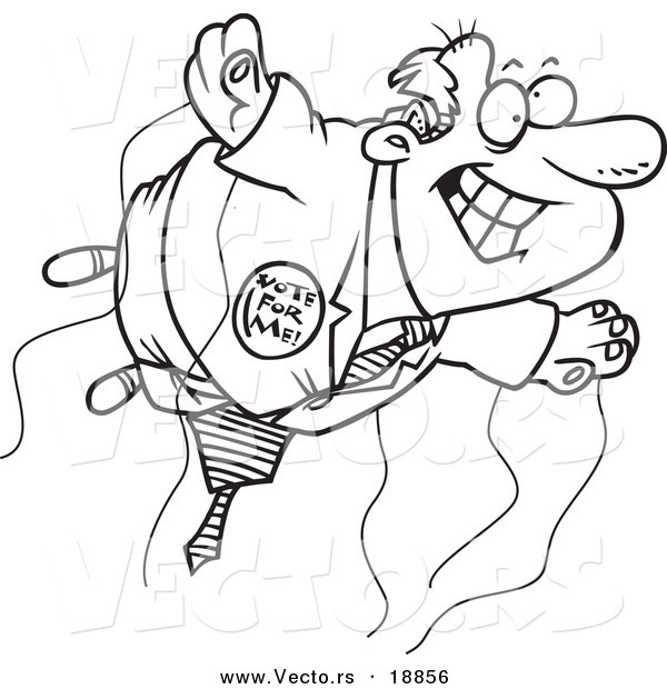 Vector of a Cartoon Politician Full of Hot Air - Outlined Coloring Page
