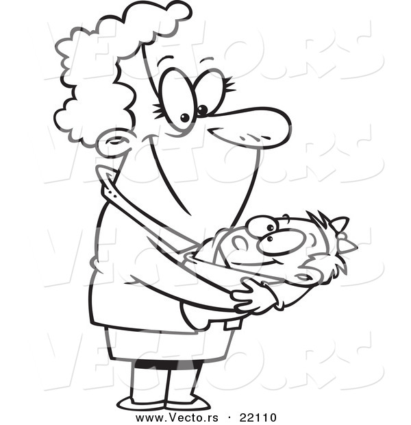 Vector of a Cartoon Proud Granny - Outlined Coloring Page