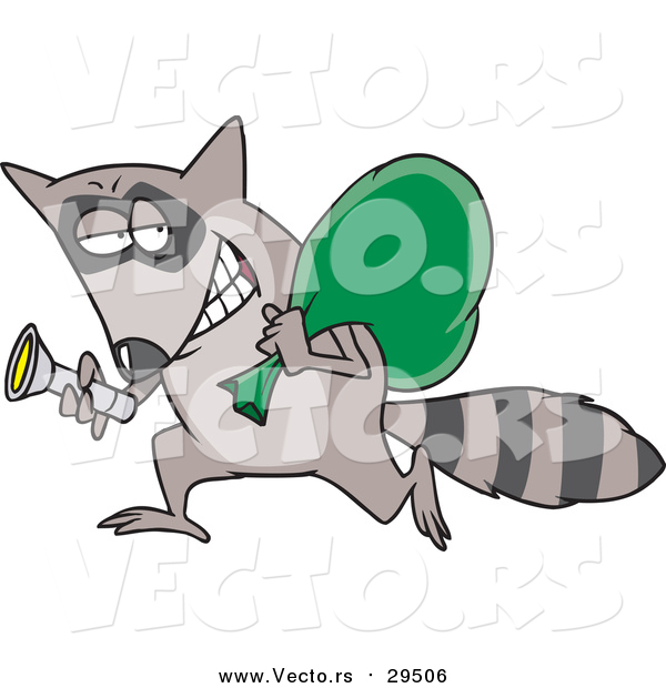 Vector of a Cartoon Raccoon Thief Running