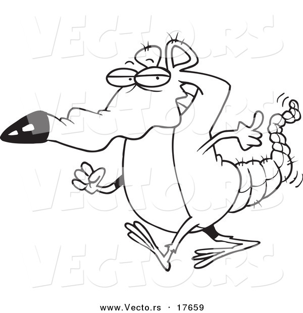 Vector of a Cartoon Rat Walking - Coloring Page Outline