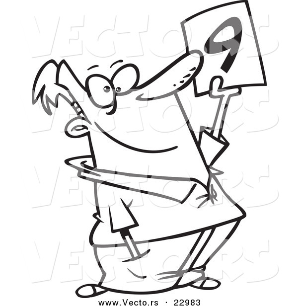 Vector of a Cartoon Rating Judge - Coloring Page Outline