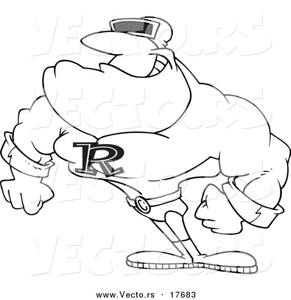 Vector of a Cartoon Ray Man Super Hero - Coloring Page Outline