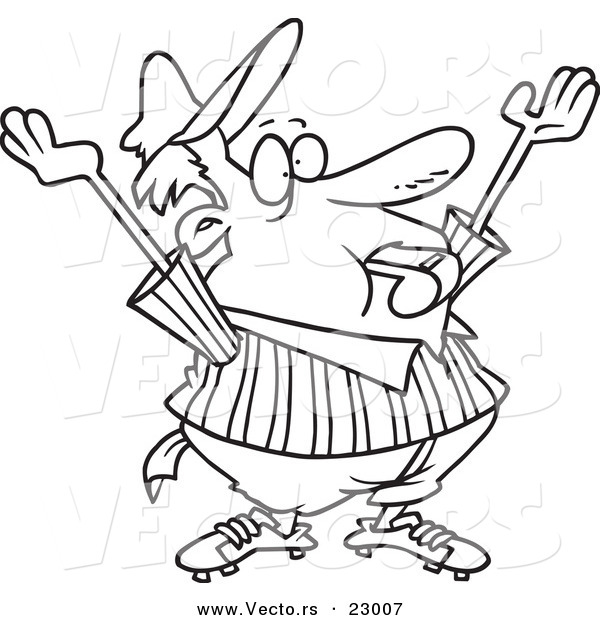 Vector of a Cartoon Referee - Coloring Page Outline