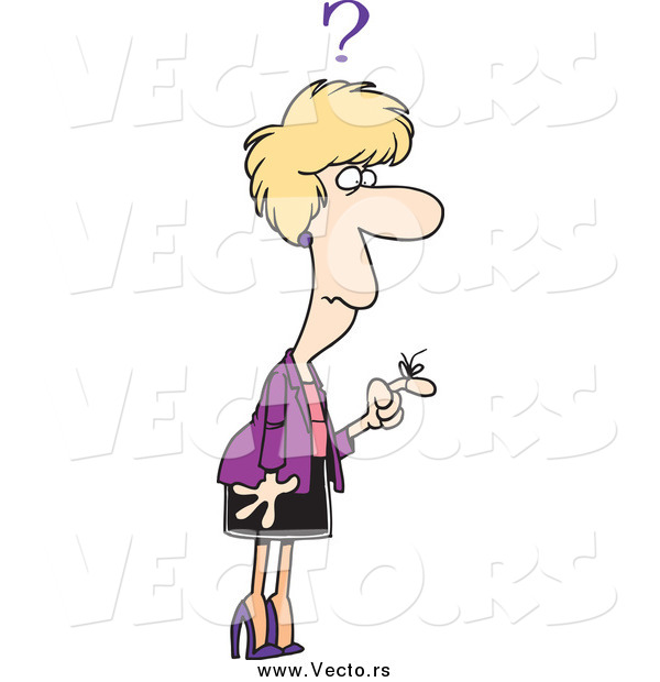 Vector of a Cartoon Reminder String on a Blond Woman's Finger