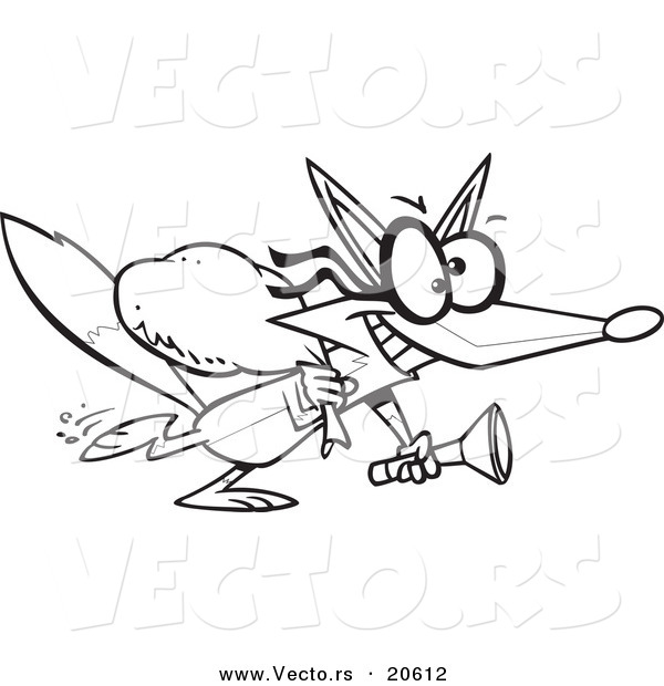 Vector of a Cartoon Robbing Fox - Coloring Page Outline