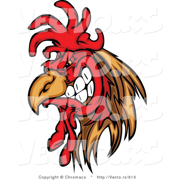 Vector of a Cartoon Rooster Mascot Gritting Teeth