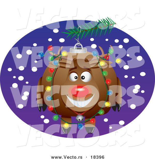 Vector of a Cartoon Rudolph Bauble - Outlined Coloring Page
