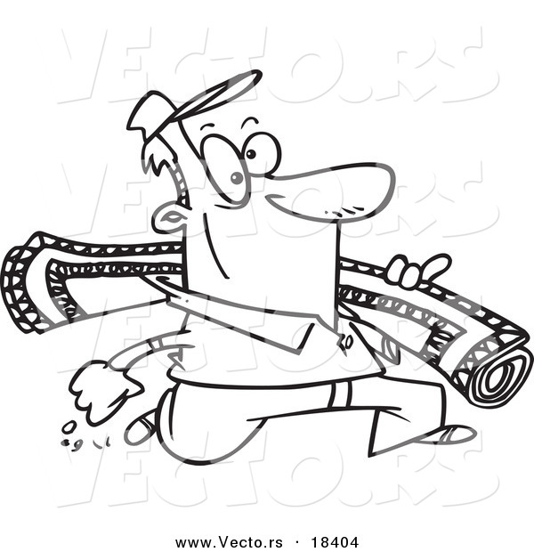 Vector of a Cartoon Rug Man - Outlined Coloring Page