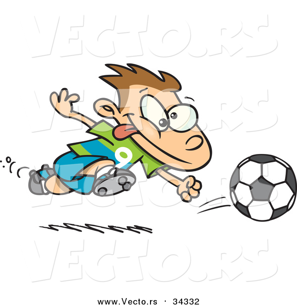 Vector of a Cartoon Running Caucasian Soccer Boy