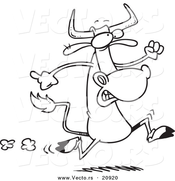 Vector of a Cartoon Running Cow - Coloring Page Outline