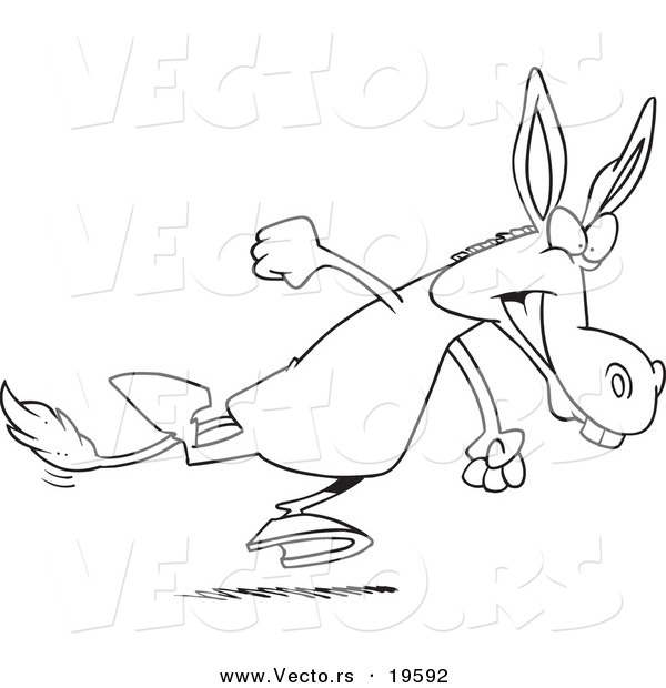 Vector of a Cartoon Running Donkey - Outlined Coloring Page