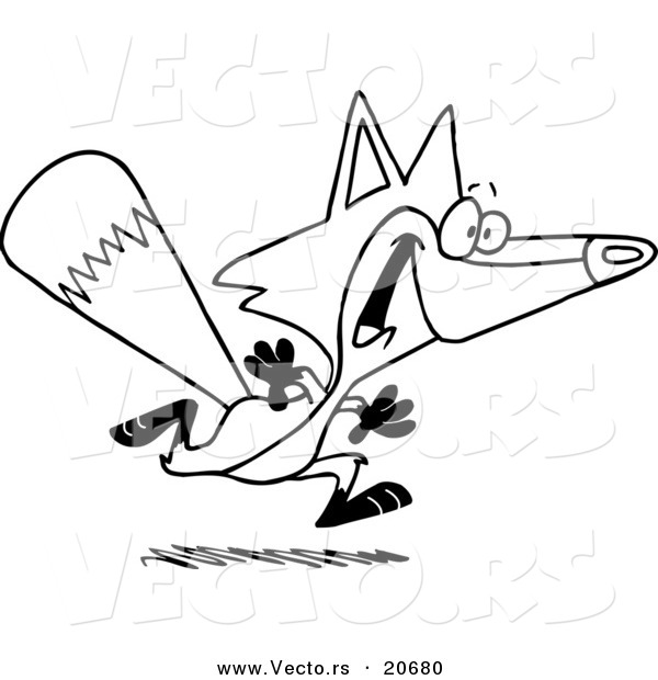 Vector of a Cartoon Running Fox - Coloring Page Outline