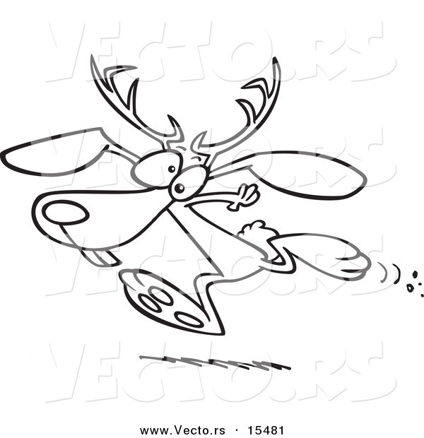 Vector of a Cartoon Running Jackalope - Coloring Page Outline