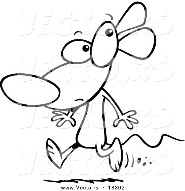Vector of a Cartoon Running Mouse - Outlined Coloring Page