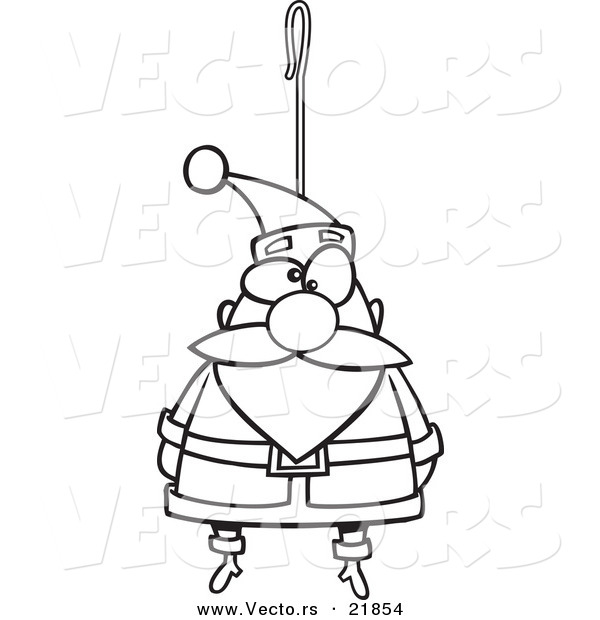Vector of a Cartoon Santa Ornament - Outlined Coloring Page