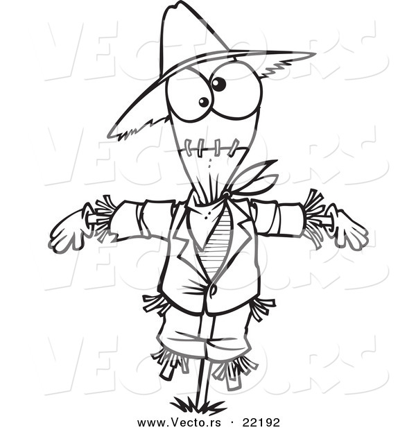 Vector of a Cartoon Scarecrow - Outlined Coloring Page
