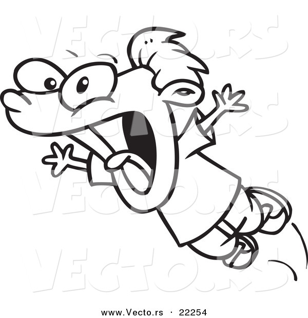 Vector of a Cartoon Scared Boy - Outlined Coloring Page