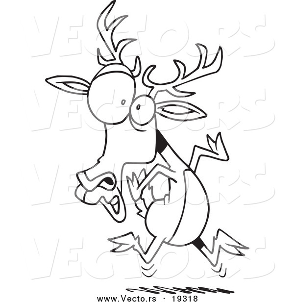 Vector of a Cartoon Scared Deer - Outlined Coloring Page