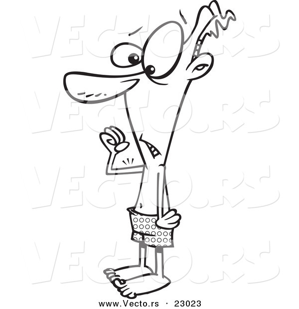 Vector of a Cartoon Scrawny Guy - Coloring Page Outline