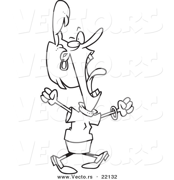 Vector of a Cartoon Screaming Business Woman - Outlined Coloring Page