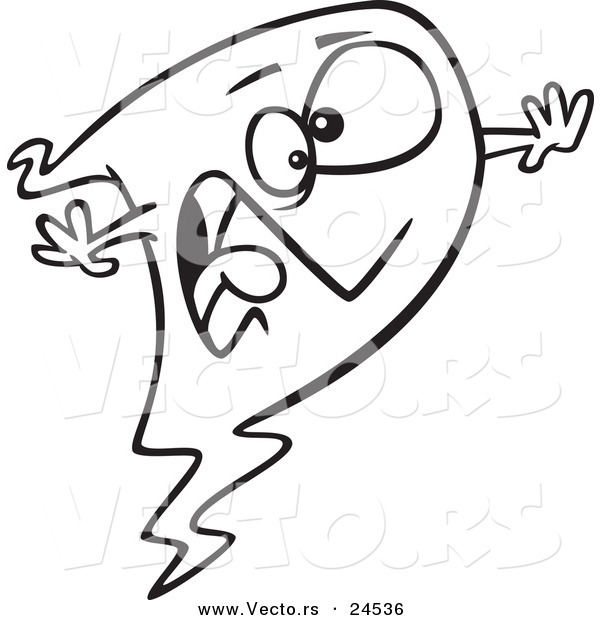 Vector of a Cartoon Screaming Ghost - Outlined Coloring Page