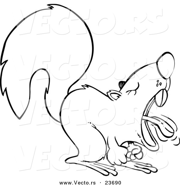 Vector of a Cartoon Screaming Squirrel - Coloring Page Outline