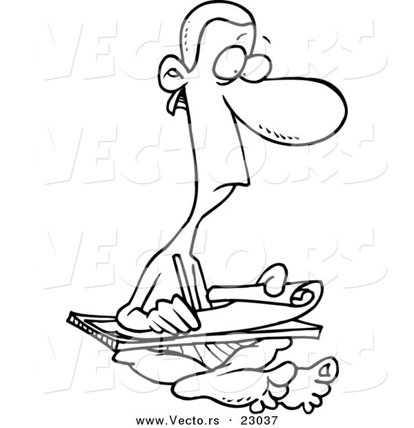 Vector of a Cartoon Scribe - Coloring Page Outline