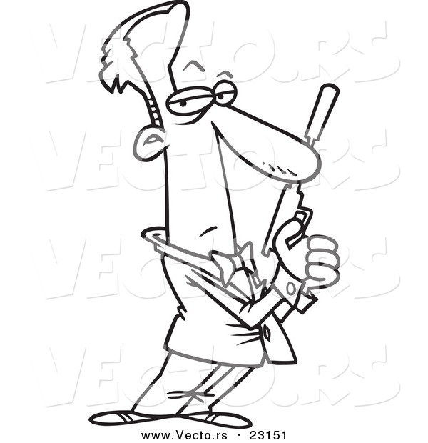 Vector of a Cartoon Secret Agent - Coloring Page Outline