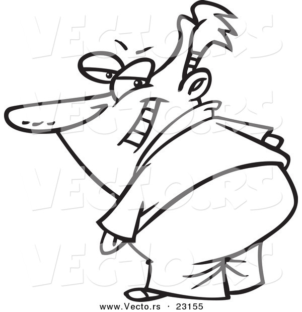Vector of a Cartoon Secretive Guy - Coloring Page Outline