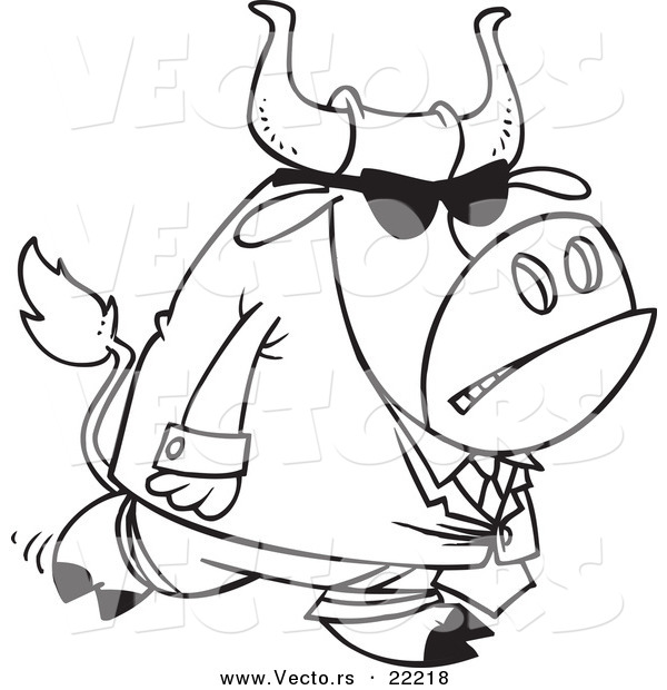 Vector of a Cartoon Security Bull - Outlined Coloring Page