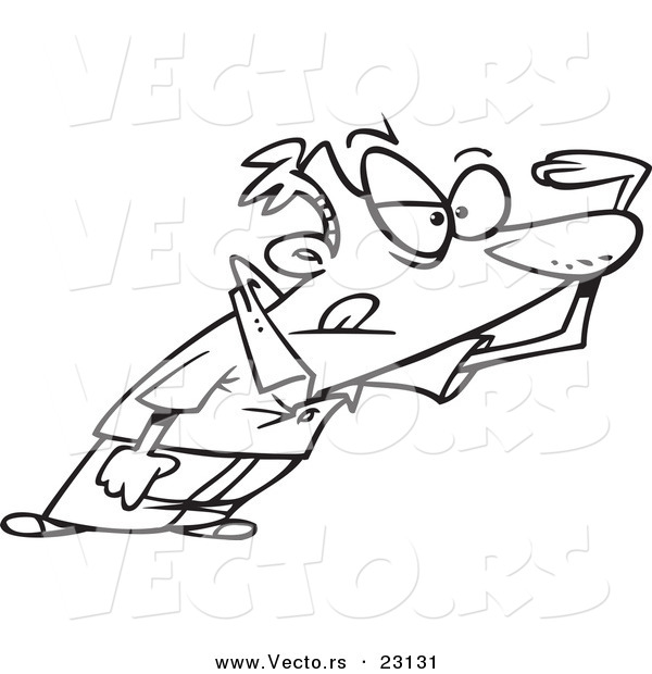 Vector of a Cartoon Seeking Man - Coloring Page Outline